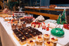 table full of Christmas desserts