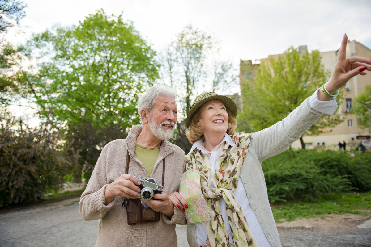 senior couple traveling