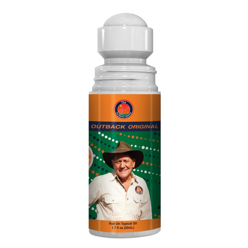 One Outback Original Oil 50mL roll-on bottle with David Ireland on the label
