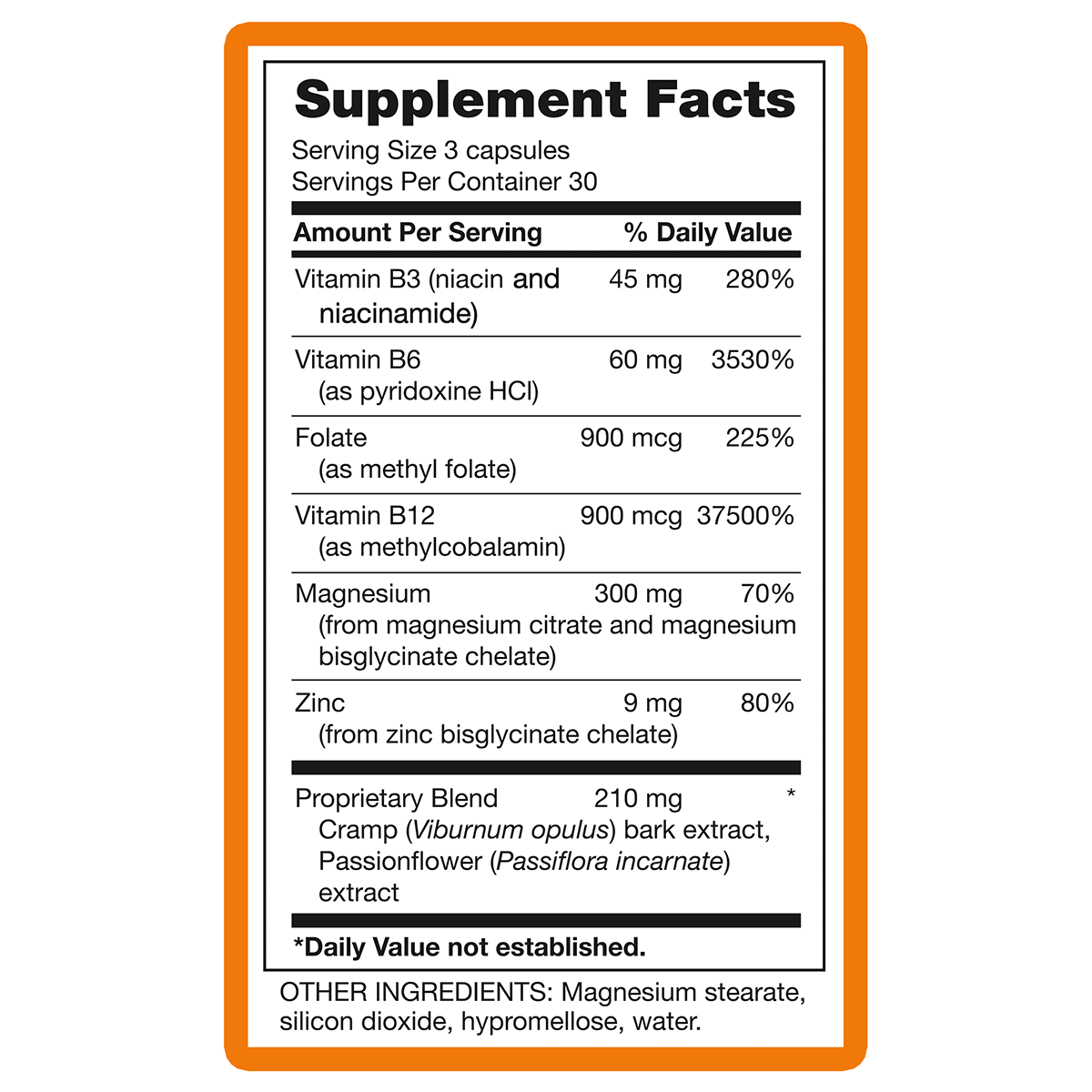 Outback Magnesium+ Supplement Facts panel listing magnesium, zinc, B vitamins and a herbal blend
