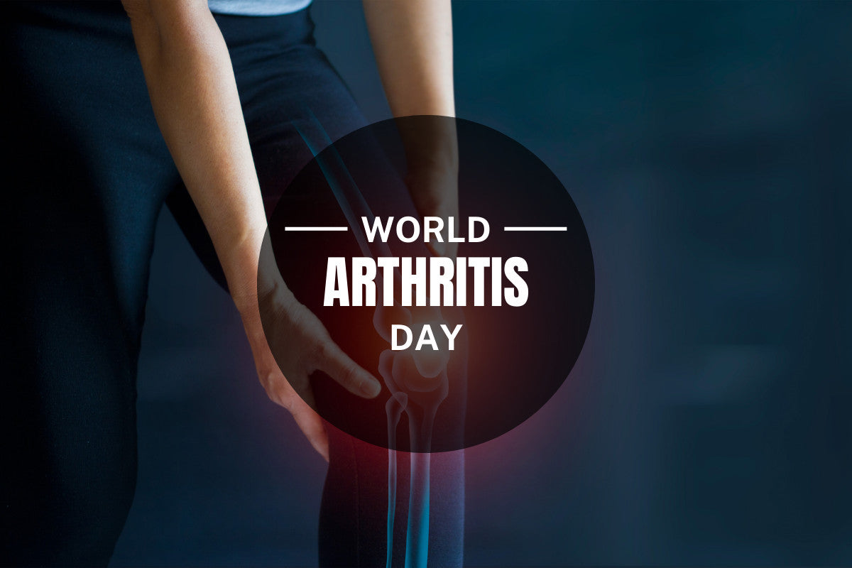 dark blue background. someone holding their inflamed knee. the words 